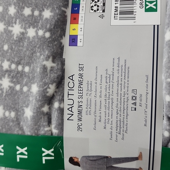 NEW Nautica Womens 2Pc Sleepwear Set XL Gray Silky Stretch Fleece Pajama - Picture 4 of 6